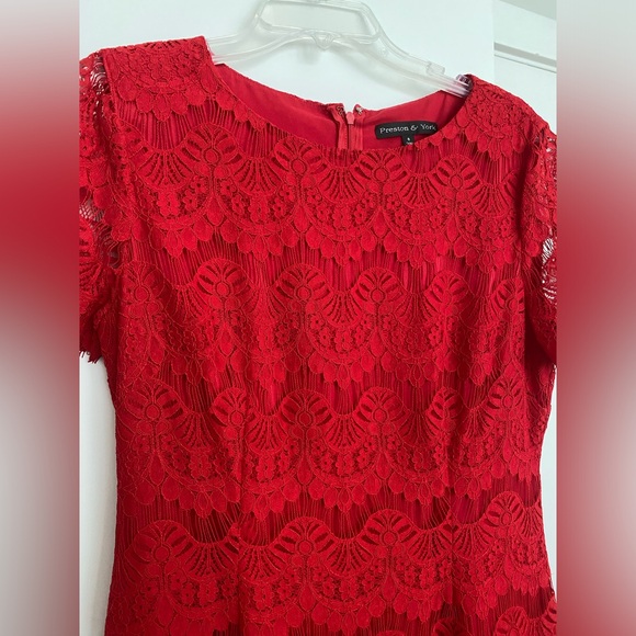 Preston & York Red Lace Sheath Dress size 8 MSRP $109 - Picture 3 of 8